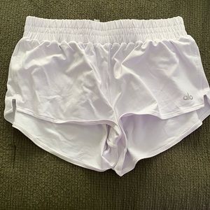 white small ALO yoga shorts